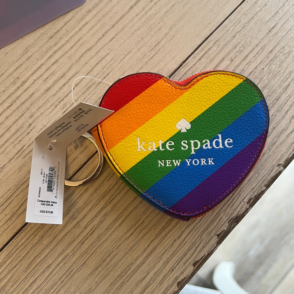Kate Spade Pride Heart Rainbow Coin Purse NWT